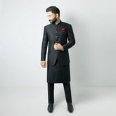 Premium Embroidered Prince Coat - PR-167 - Black