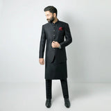 Premium Embroidered Prince Coat - PR-167 - Black