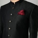 Premium Embroidered Prince Coat - PR-167 - Black