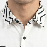 Egyptian Cotton White & Black Color Shirt - SH-475