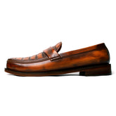Izium Inspire Checked Men's Brown Leather Loafer