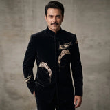 Premium Embroidered Prince Coat - PR-187 - Black