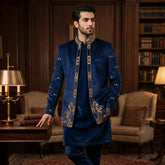 Premium Embroidered Prince Coat - PR-184 - Blue