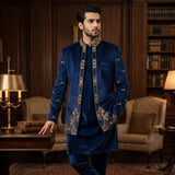 Premium Embroidered Prince Coat - PR-184 - Blue