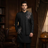 Premium Embroidered Prince Coat - PR-186 - Black
