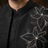 Premium Embroidered Prince Coat - PR-186 - Black