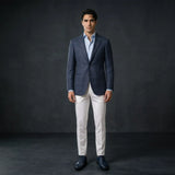Fintes Italian Wool-Silk-Linen Hopsack Blazer - 01