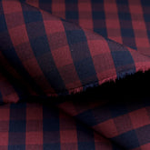Unstitch Maroon Blue Check Shirt Fabric