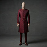 Modern Maroon Sherwani with Intricate Cut Dana Work - SW 12