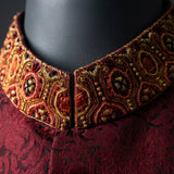 Modern Maroon Sherwani with Intricate Cut Dana Work - SW 12