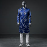 Modern Royal Blue Sherwani with Intricate Cut Dana Work - SW 128