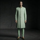 Modern Mint Green Sherwani with Intricate Cut Dana Work - SW 317