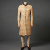 Modern Fawn Sherwani with Intricate Cut Dana Work - SW 346