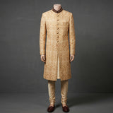 Modern Fawn Sherwani with Intricate Cut Dana Work - SW 346