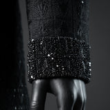 Modern Black Sherwani with Intricate Cut Dana Work - SW 366