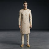 Modern Fawn Sherwani with Intricate Cut Dana Work - SW 367