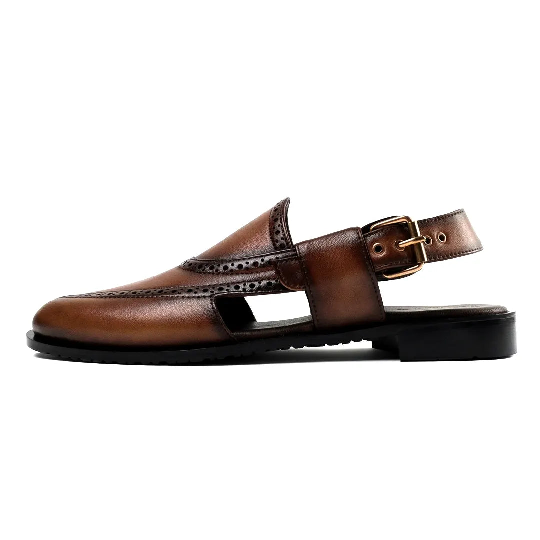Sandal - 106 Men's Brownish Black Leather