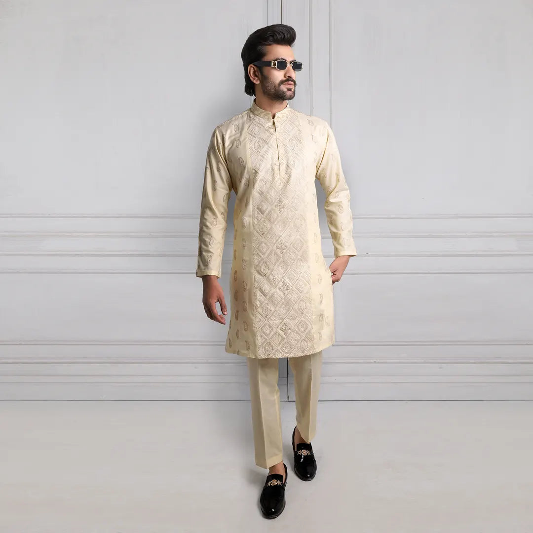 Cream Kurta Pajama - 1651