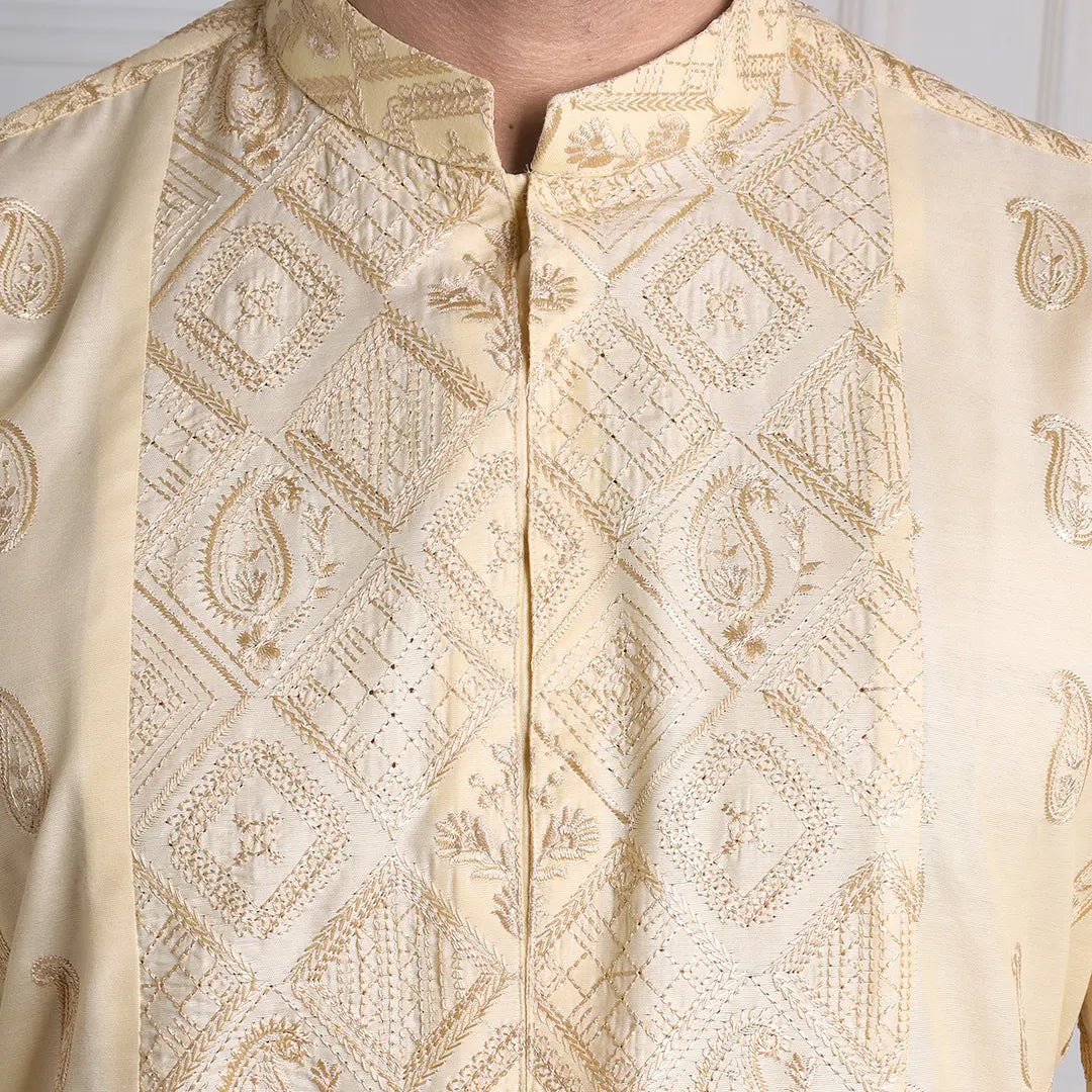 Cream Kurta Pajama - 1651