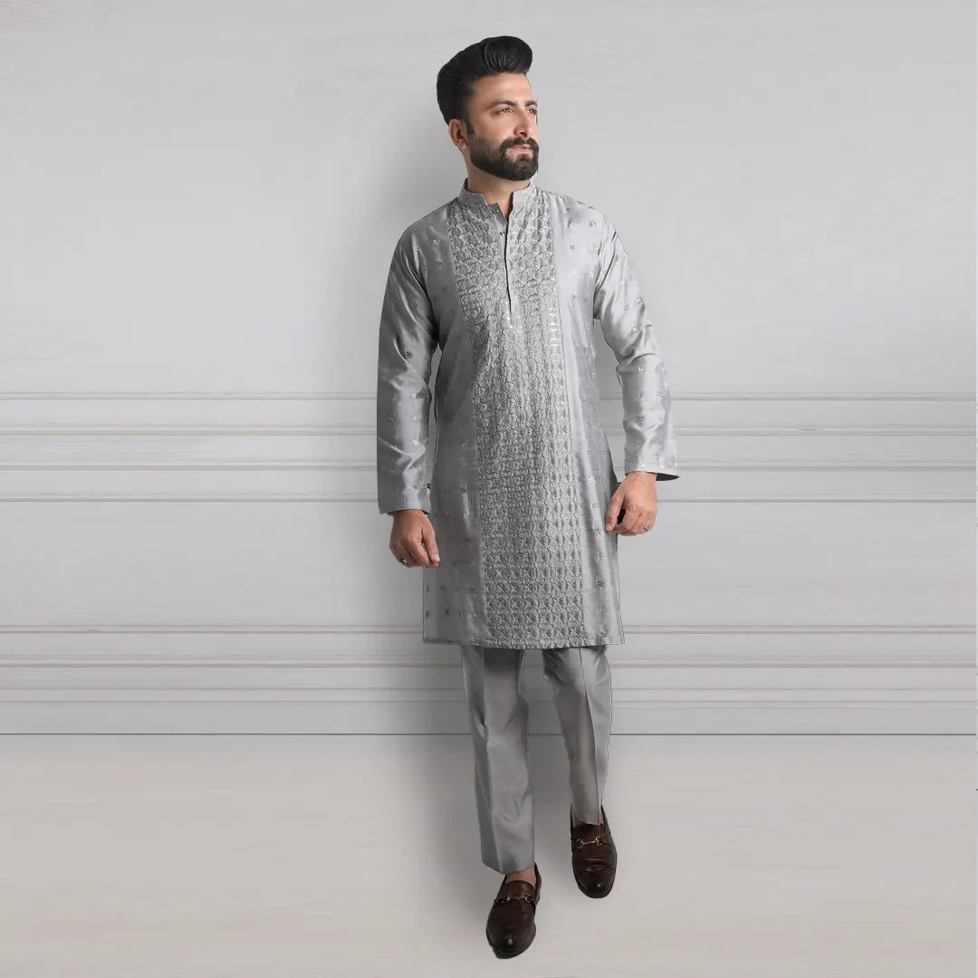 Grey Kurta Pajama - 1652
