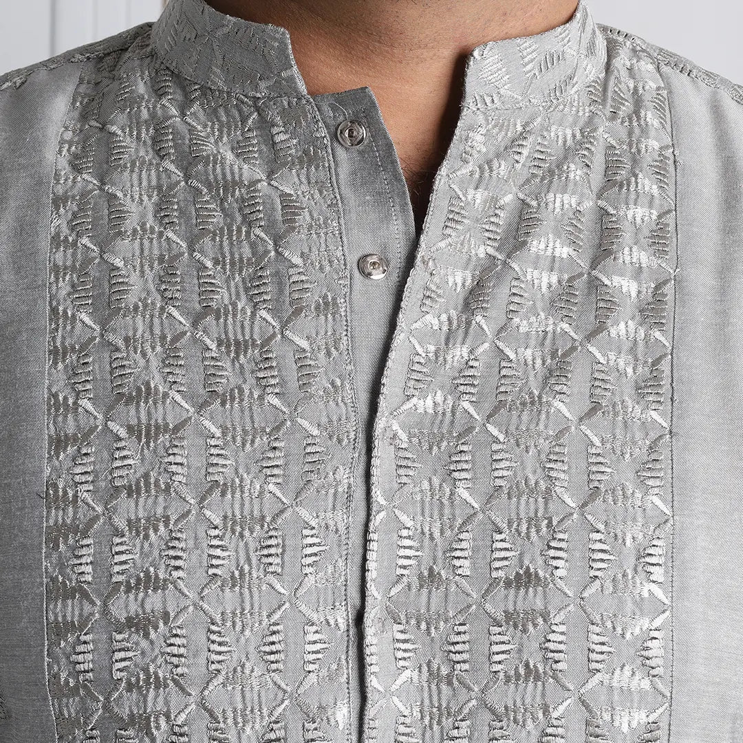 Grey Kurta Pajama - 1652