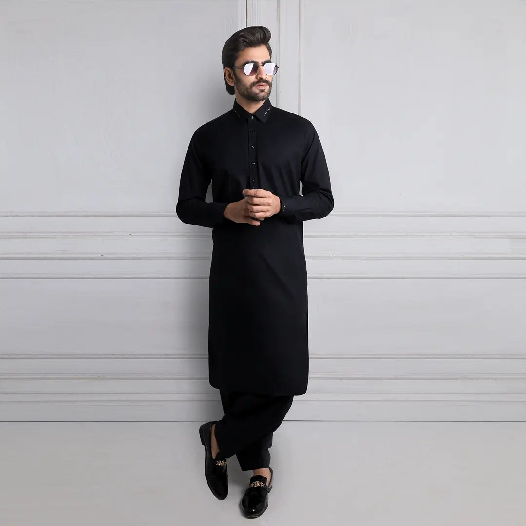 Black Kameez Shalwar - 1656