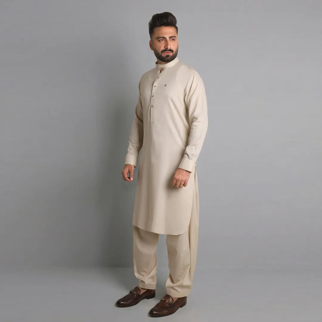 Cream Kameez Shalwar - 1681