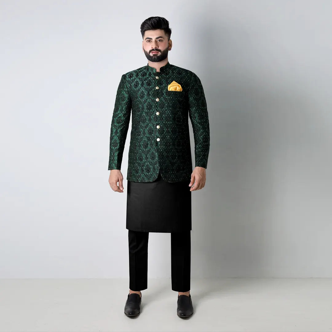 Premium Embroidered Prince Coat - PR-173 - Green