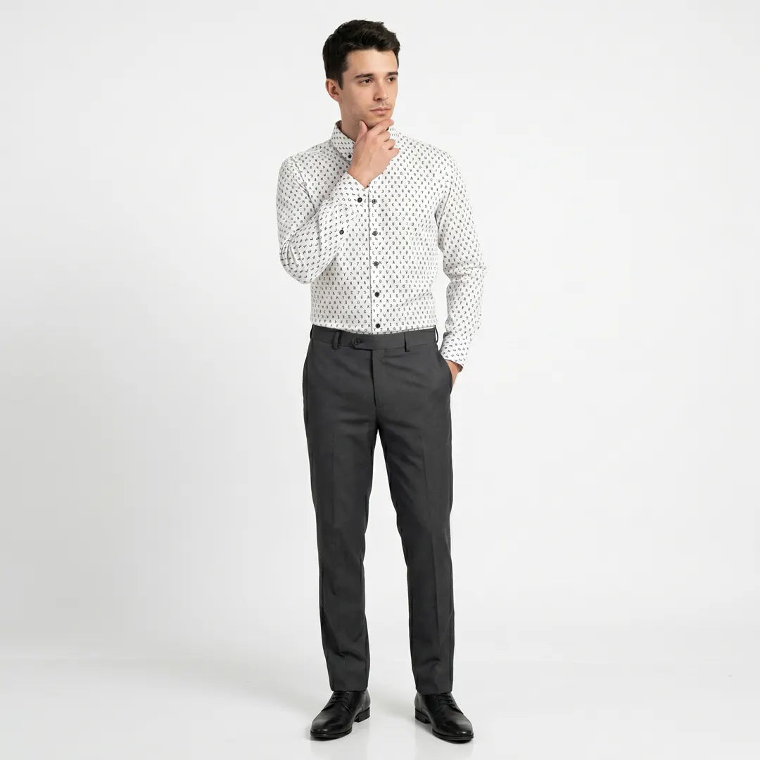 Egyptian Cotton White & Black Color Shirt - SH-628