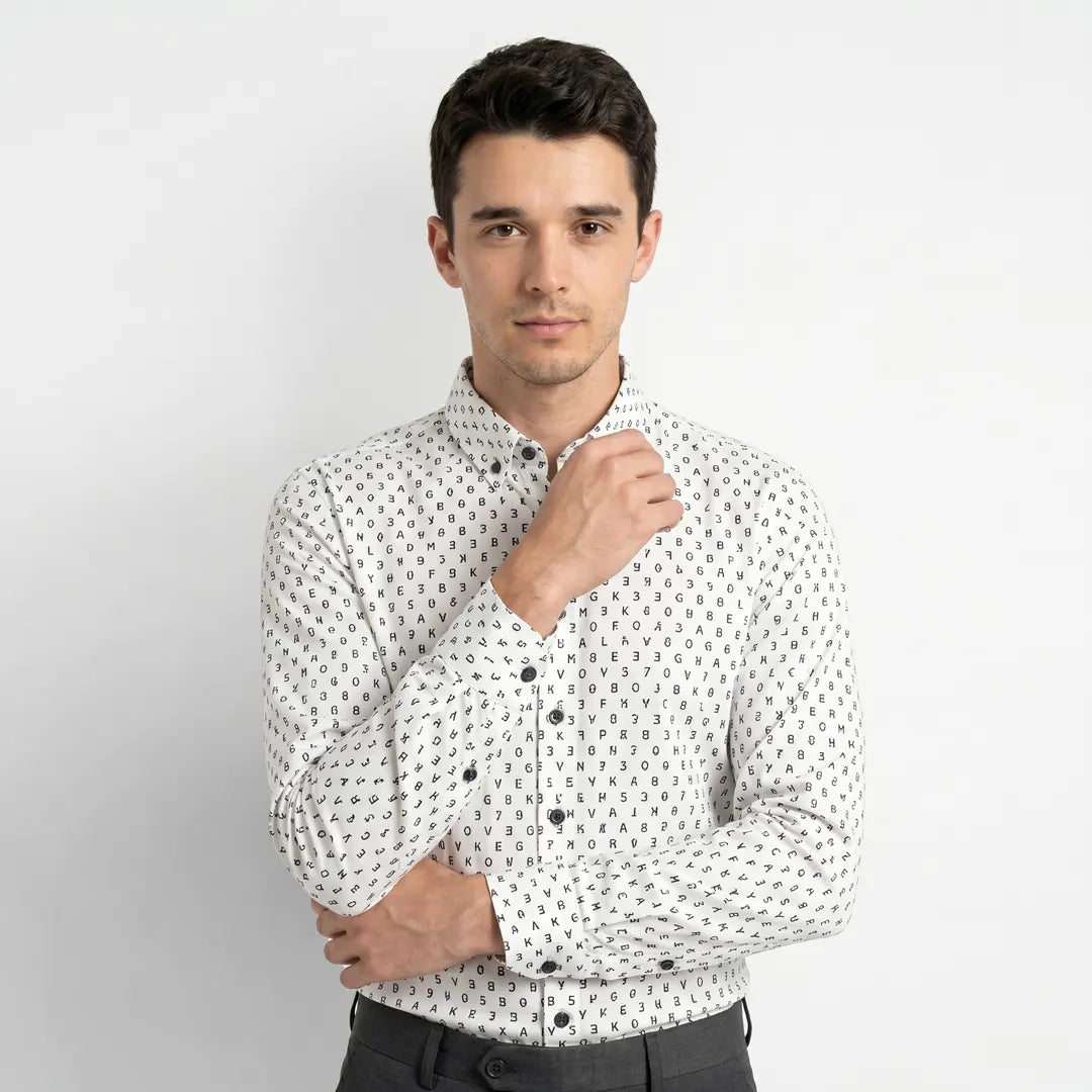 Egyptian Cotton White & Black Color Shirt - SH-628