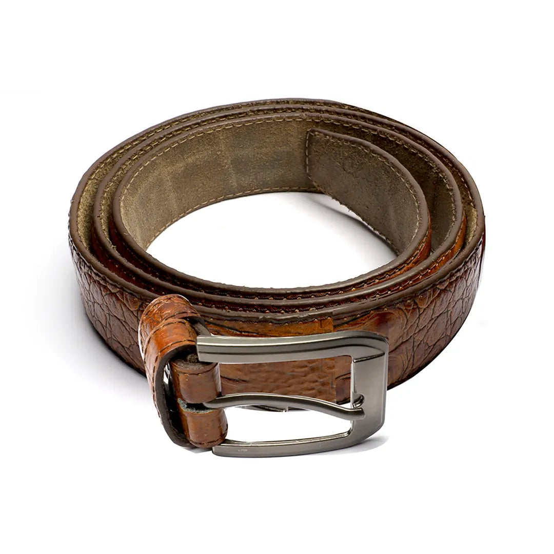 Men’s Genuine Leather Belt – Pin Buckle (Tan Brown)