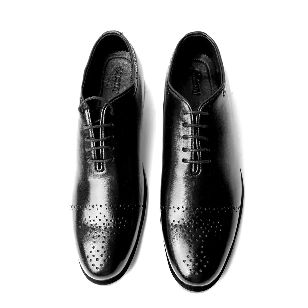 Semi Brogue Storm  Men's Black Leather Shoes