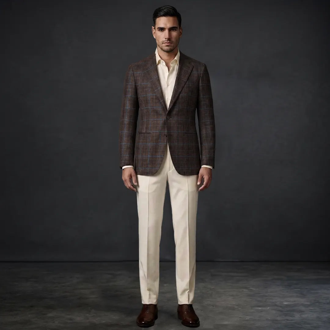 Fintes Italian Wool-Silk-Linen Hopsack Blazer - 03