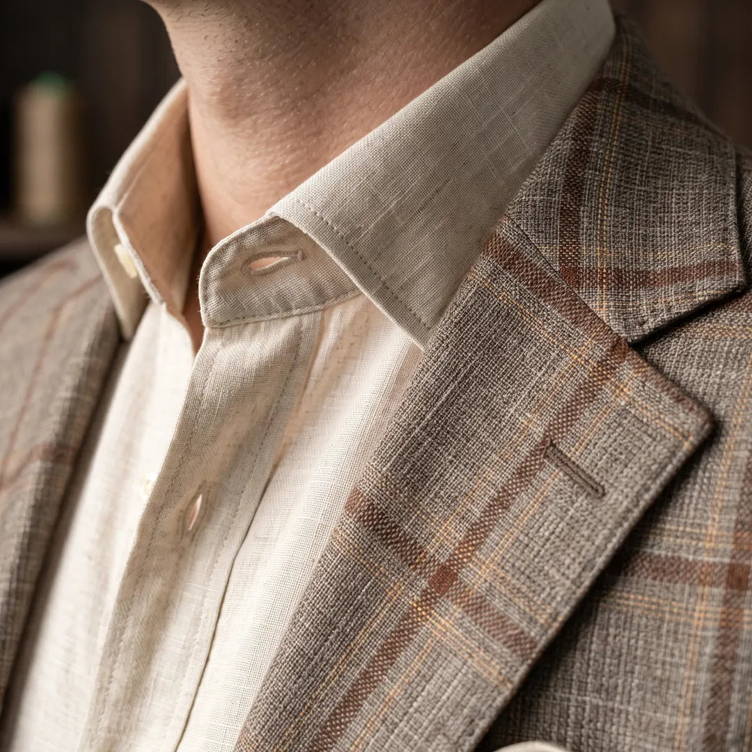 Fintes Italian Wool-Silk-Linen Hopsack Blazer - 02