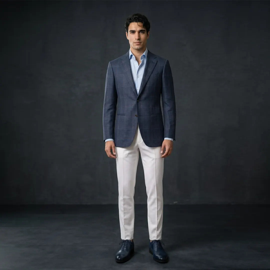 Fintes Italian Wool-Silk-Linen Hopsack Blazer - 01