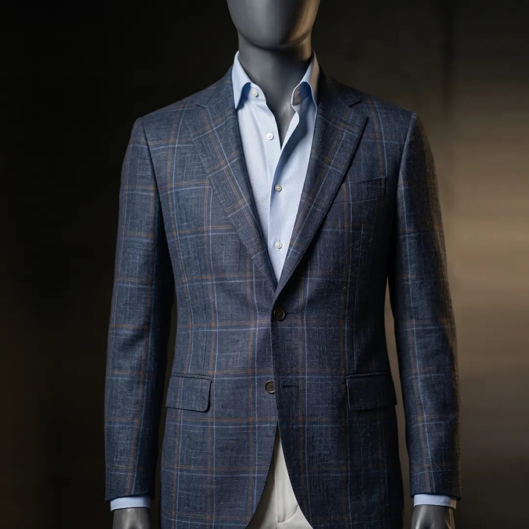 Fintes Italian Wool-Silk-Linen Hopsack Blazer - 01