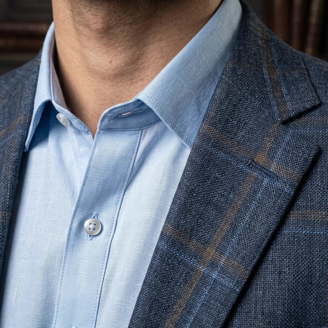 Fintes Italian Wool-Silk-Linen Hopsack Blazer - 01