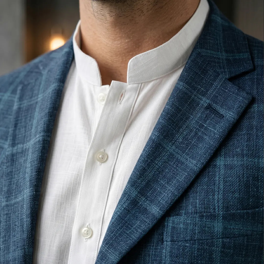 Fintes Italian Wool-Silk-Linen Hopsack Blazer - 04