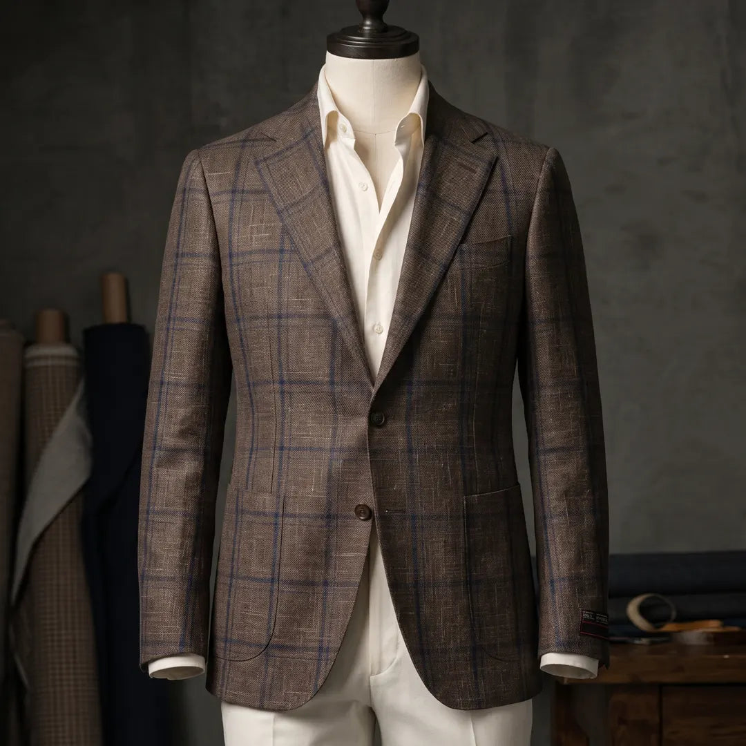 Fintes Italian Wool-Silk-Linen Hopsack Blazer - 05