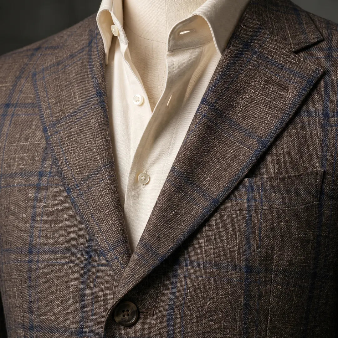 Fintes Italian Wool-Silk-Linen Hopsack Blazer - 05