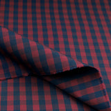 Unstitch Maroon Blue Check Shirt Fabric