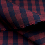Unstitch Maroon Blue Check Shirt Fabric
