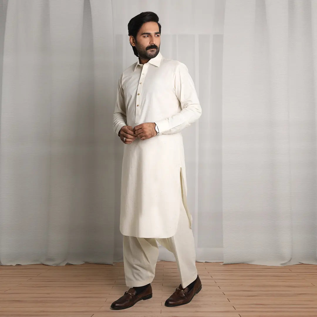 Off-White Kameez Shalwar - 1710