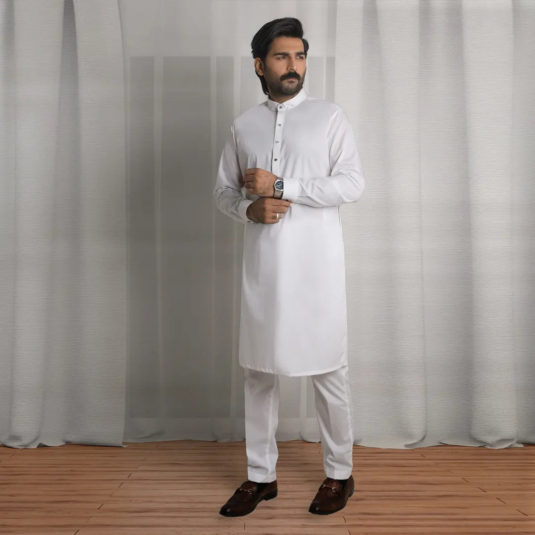 White Kurta Pajama - 1713