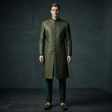 Modern Green Sherwani with Intricate Cut Dana Work - SW 110
