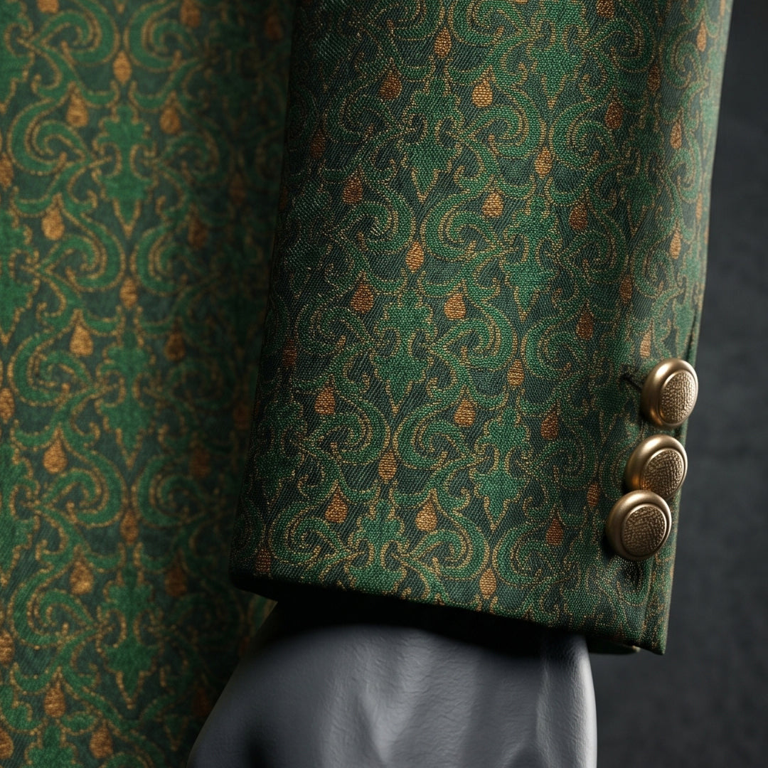 Modern Green Sherwani with Intricate Cut Dana Work - SW 110