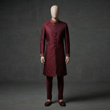 Modern Maroon Sherwani with Intricate Cut Dana Work - SW 12