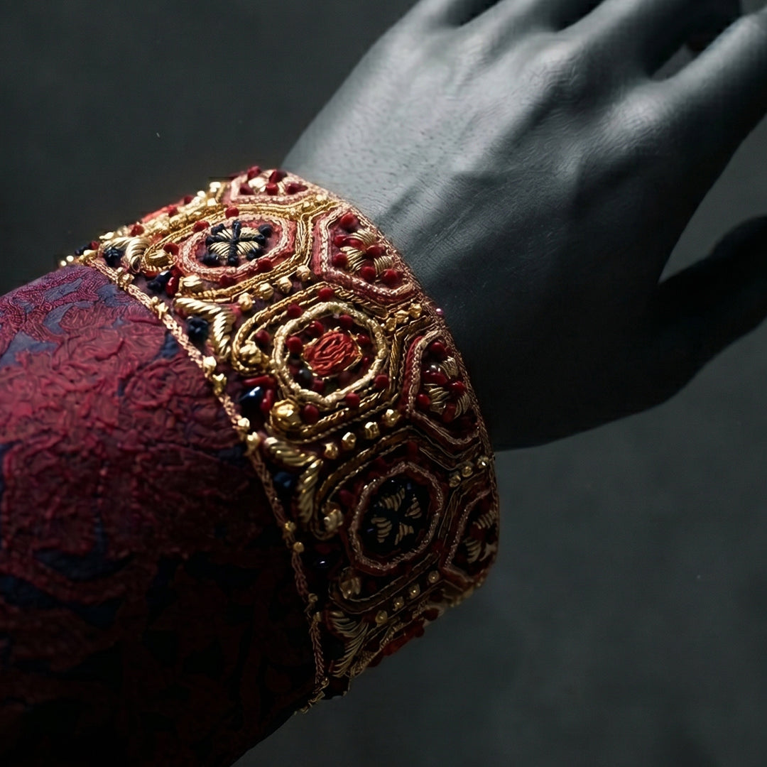 Modern Maroon Sherwani with Intricate Cut Dana Work - SW 12