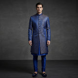 Modern Blue Sherwani with Intricate Cut Dana Work - SW 120