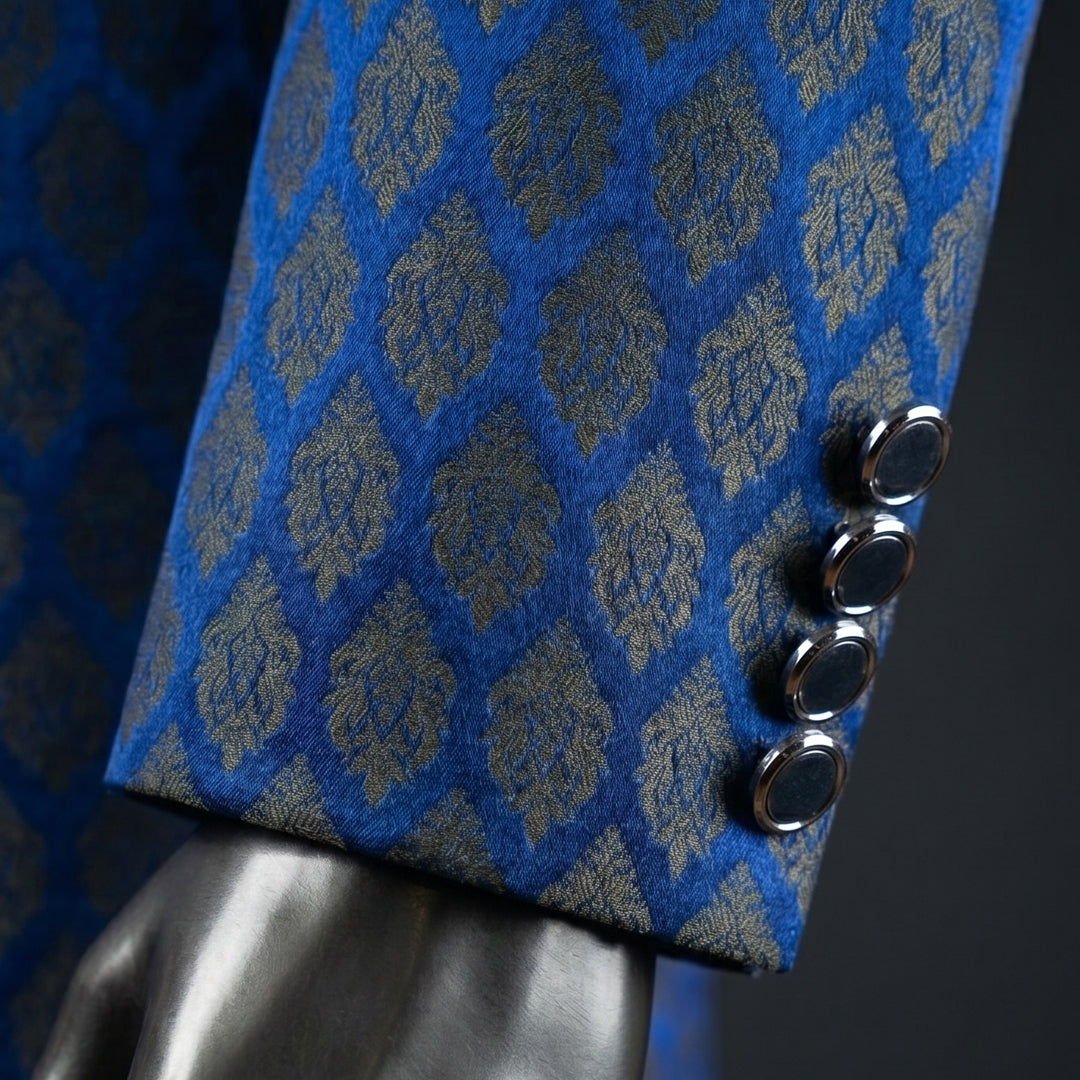 Modern Blue Sherwani with Intricate Cut Dana Work - SW 120